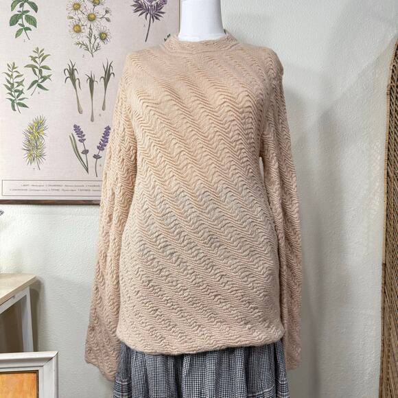 Sundance Tan Lightweight Semi Sheer Textured Wool Blend Tunic Sweater Boho XL - Picture 2 of 5